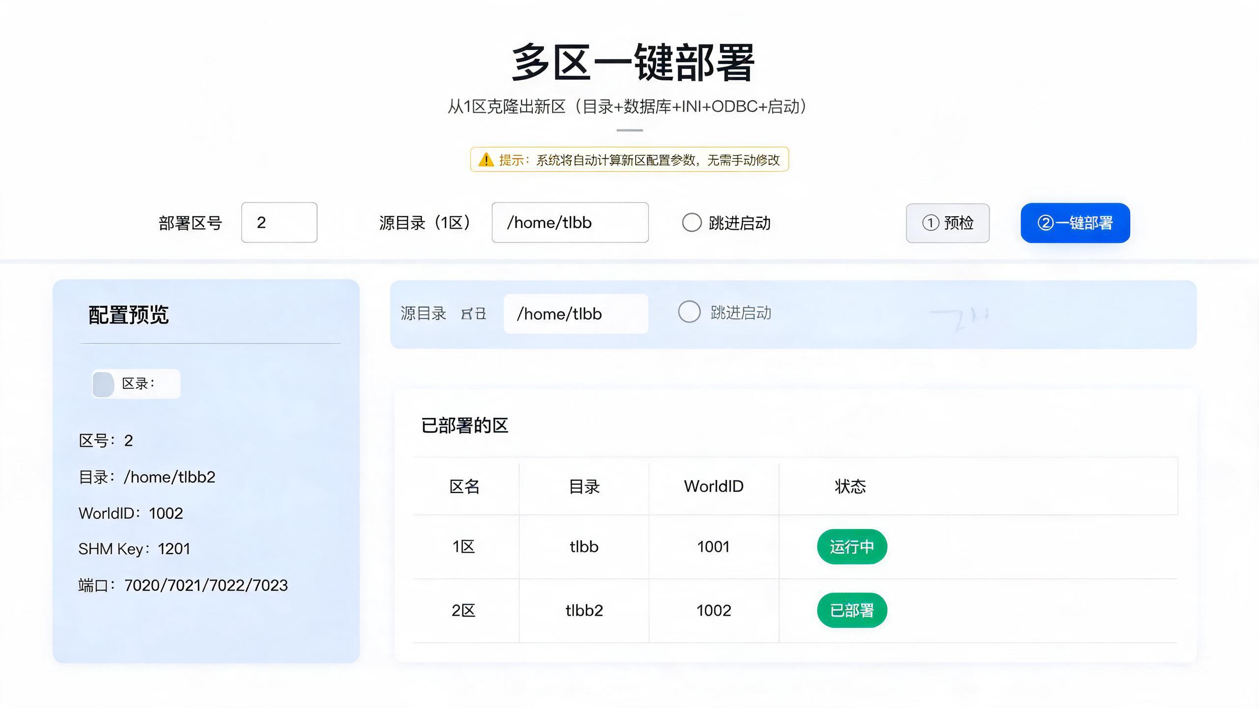 一键多区部署